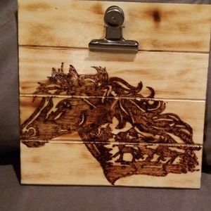 Woodburned horse picture frame
